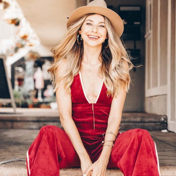 ISO Free People x Camp Collection Jan Corduroy Jumpsuit Overalls Red White Sz XS - Picture 2 of 2